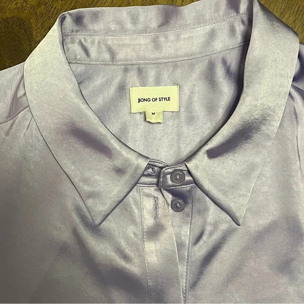 Revolve Song of Style Marta Dress in Lavender Size M Wrap Shirt Dress Silky
